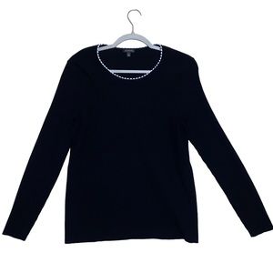 Talbots Black Long Sleeve Women’s Shirt With White Collar